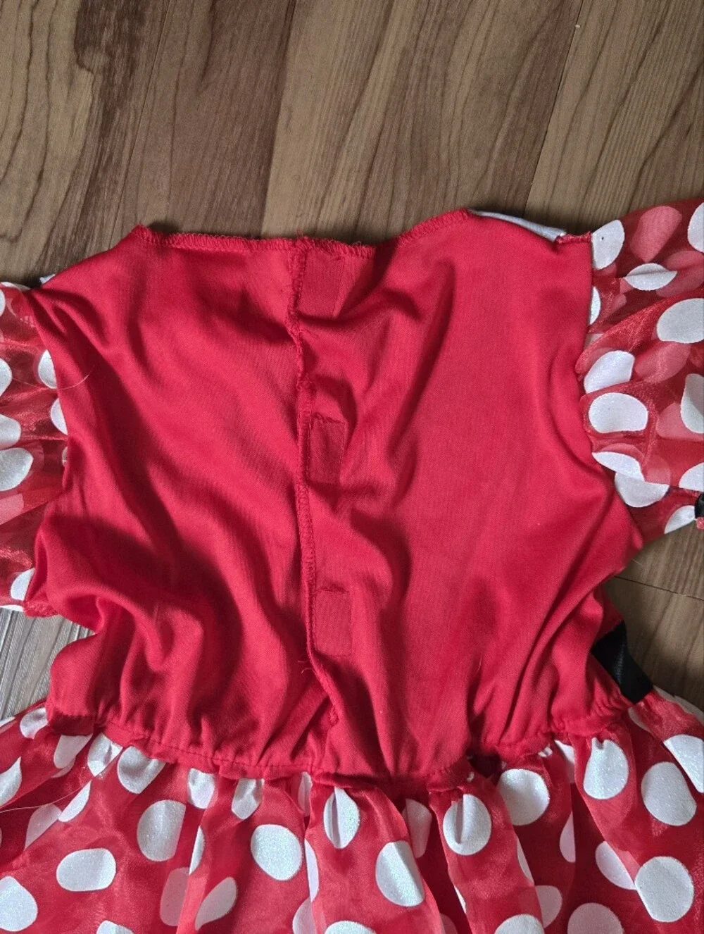 Disney Minnie Mouse Red Polka Dot Kids Tiered Costume Dress & Black Bow 6/6X EUC